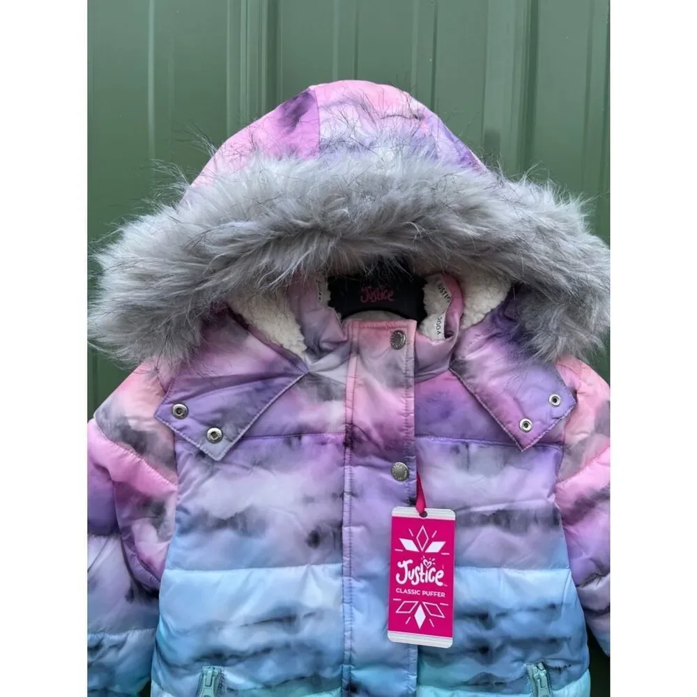 Girls Justice Matte Puffer Bomber Coat Size XS